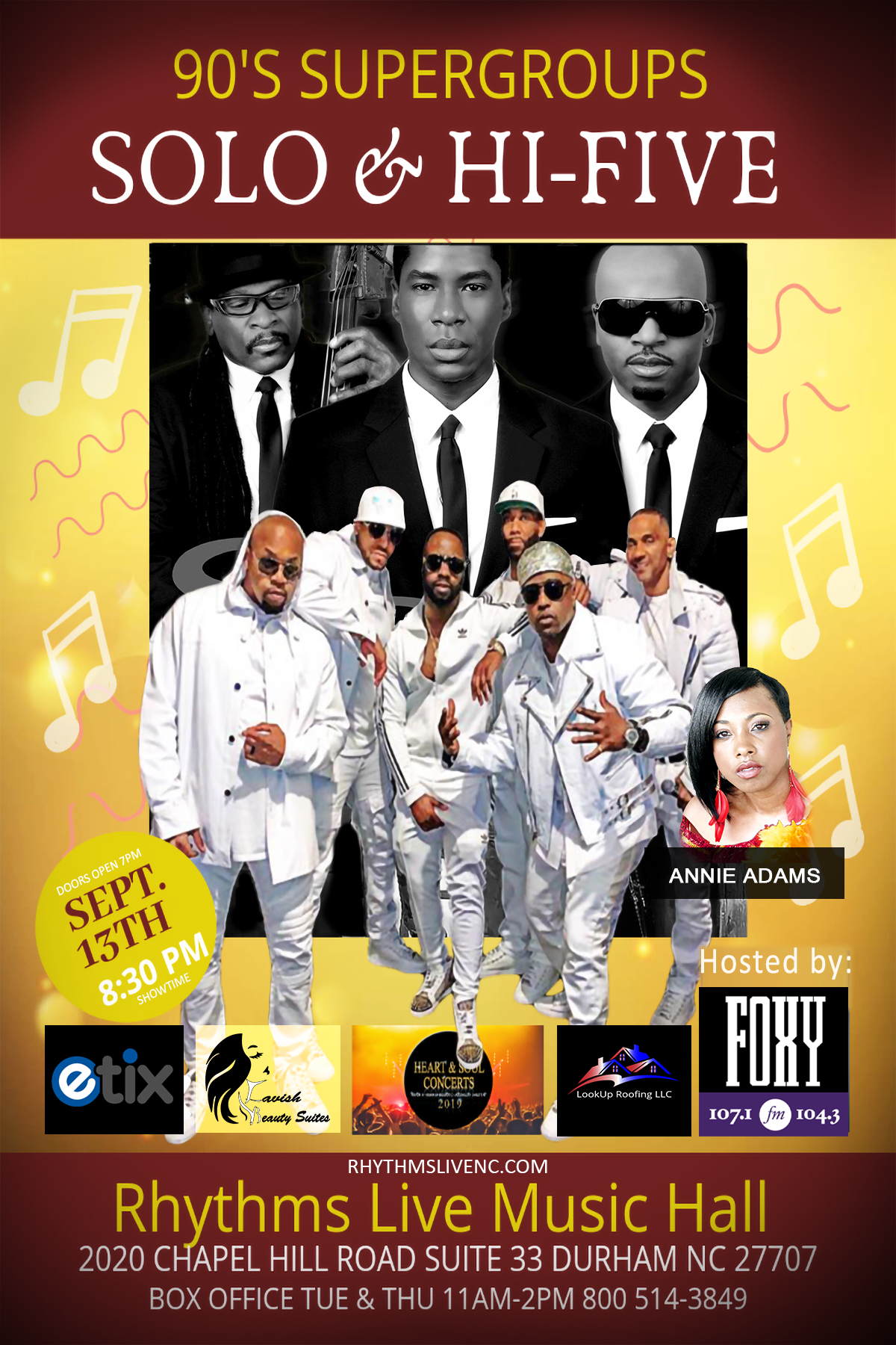 Rhythms Live Music Hall Solo Hi-five flyer